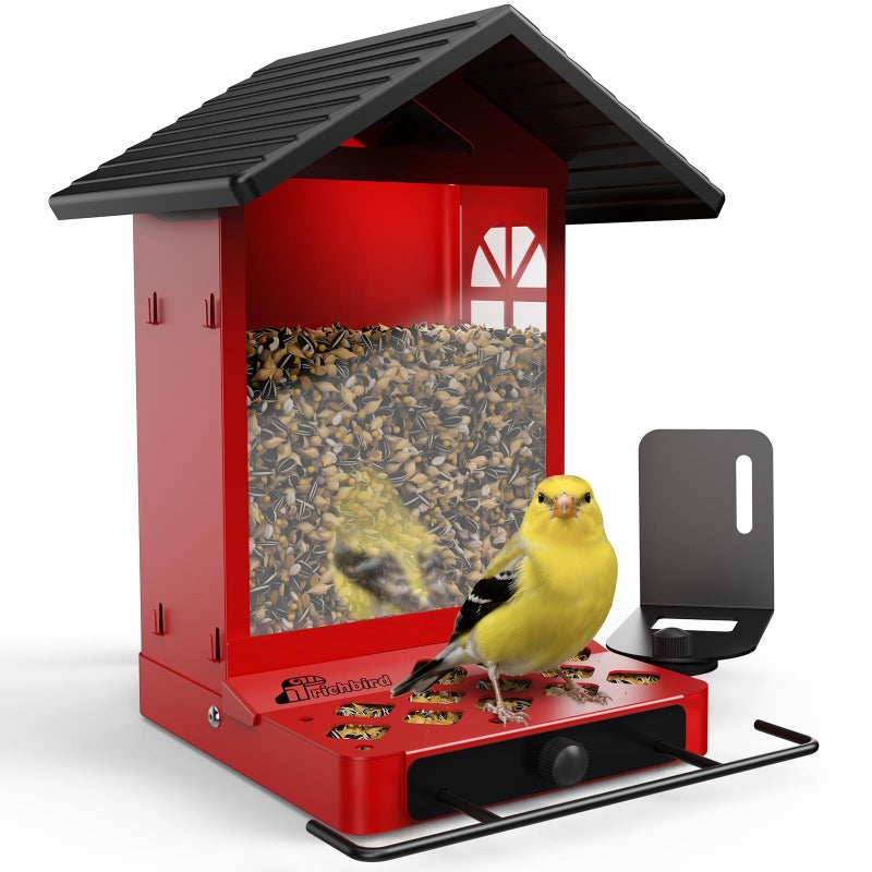 Richbird All-Metal Bird Feeder, Wall & Pole Mountable, 2.4L Large Capacity, Heavy-Duty Chew-Proof & Weather-Resistant Design, Easy to Clean & Fill, Attracts Wild Birds for Backyard & Garden - Image 1