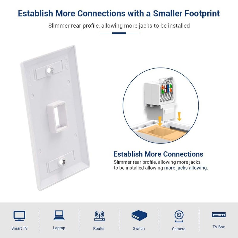 NataLink Cat6 RJ45 Keystone Jacks Toolless 12-Pack, Female RJ45 Connectors, Ethernet Keystone Jack No Punch-Down Tool Required Module Coupler (Not for Patch Panel),White - Image 5
