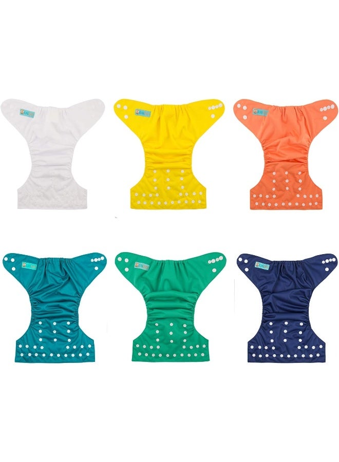 ALVABABY Baby Cloth Diapers One Size Adjustable Washable Reusable for Baby Girls and Boys 6 Pack + 12 Inserts - Image 3