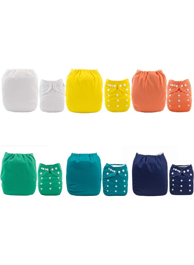 ALVABABY Baby Cloth Diapers One Size Adjustable Washable Reusable for Baby Girls and Boys 6 Pack + 12 Inserts - Image 2