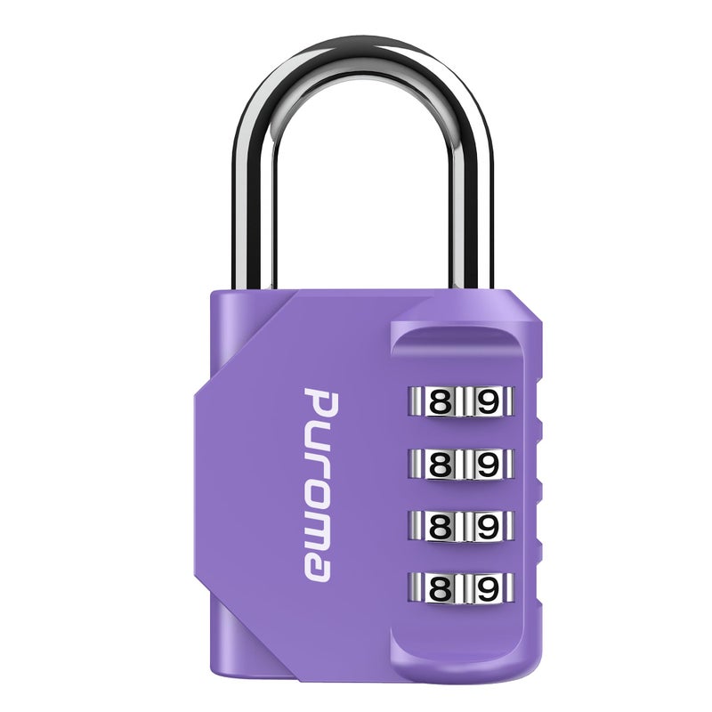 Puroma 1 Pack Combination Lock for Locker 4 Digit Outdoor Waterproof Padlock for School Gym Sports Fence Toolbox Gate Case Outdoor Hasp Storage Purple