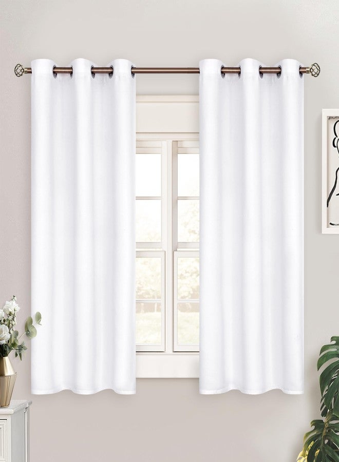 BGment Room Darkening Curtains 45 Inches Long - Grommet Thermal Insulated Drapes Small Window Treatment Panels for Kitchen Bedroom, 2 Panels, 38 x 45 Inch, Pure White - Image 1