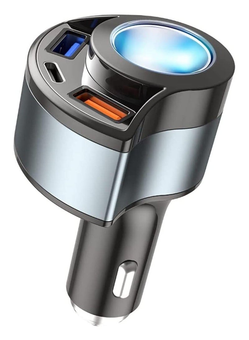 Multifunction Car Charger 4 in1 Quick Charge 3.0 Cigarette Lighter Adapter Car USB Charger Adapter Multi Port 12V-24V Car Adapter Compatible with iPhone 14/13/12/11/XS/XR/8/7 iPad Samsung Dash Cam - Image 1
