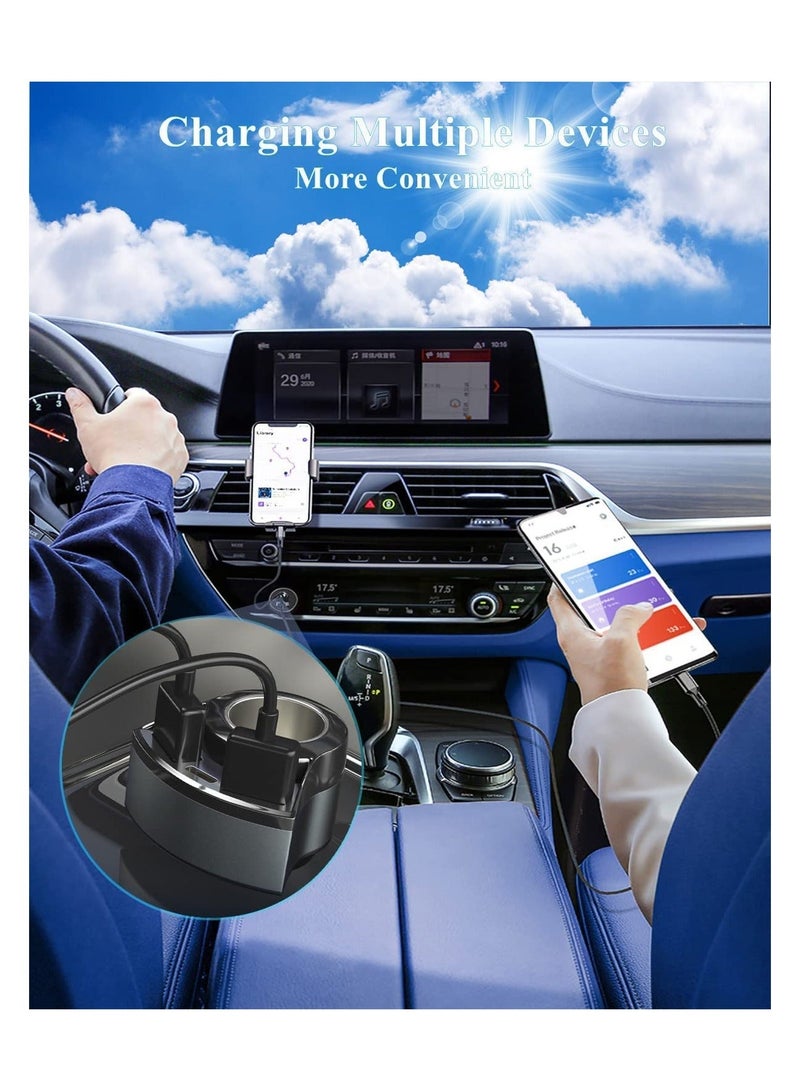 Multifunction Car Charger 4 in1 Quick Charge 3.0 Cigarette Lighter Adapter Car USB Charger Adapter Multi Port 12V-24V Car Adapter Compatible with iPhone 14/13/12/11/XS/XR/8/7 iPad Samsung Dash Cam - Image 2