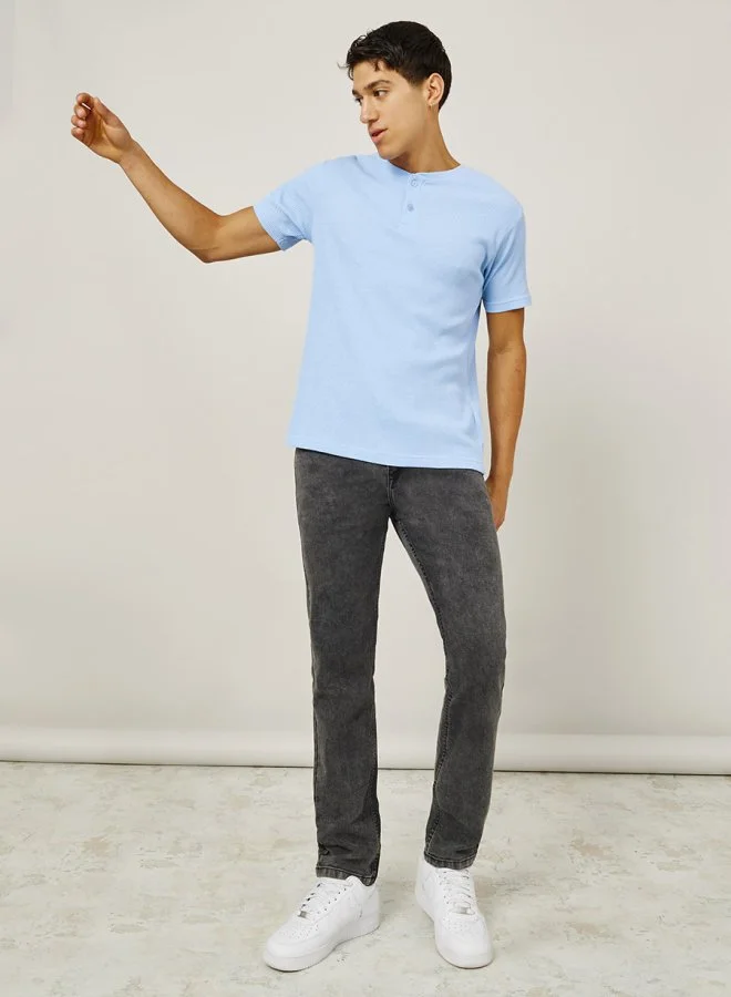 Styli Waffle Knit Regular Henley