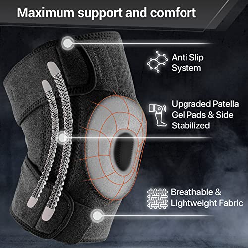 DR. BRACE دعامة الركبة DR. BRACE ELITE مع مثبتات جانبية ووسادات جل للركبة لدعم أقصى لألم الركبة والتعافي السريع للرجال والنساء - يرجى التحقق من فيديو قياس الحجم (بلوتو، صغير) - Image 3