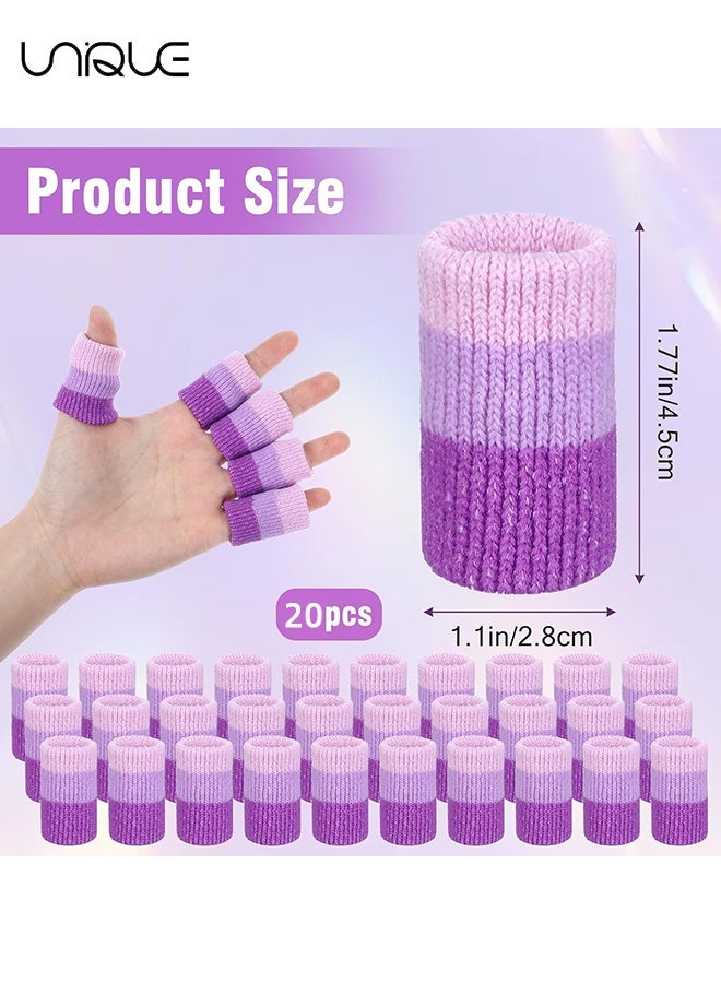Unique Crochet Finger Guard - 20 Pcs Finger Covers Finger Sleeves Protectors for Knitting, Breathable Finger Cushion Sleeve Elastic Thumb Brace Support for Writing - Image 2