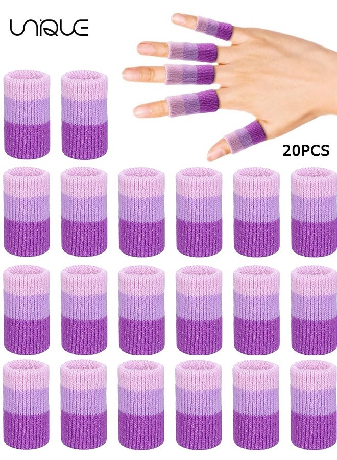 Unique Crochet Finger Guard - 20 Pcs Finger Covers Finger Sleeves Protectors for Knitting, Breathable Finger Cushion Sleeve Elastic Thumb Brace Support for Writing - Image 1