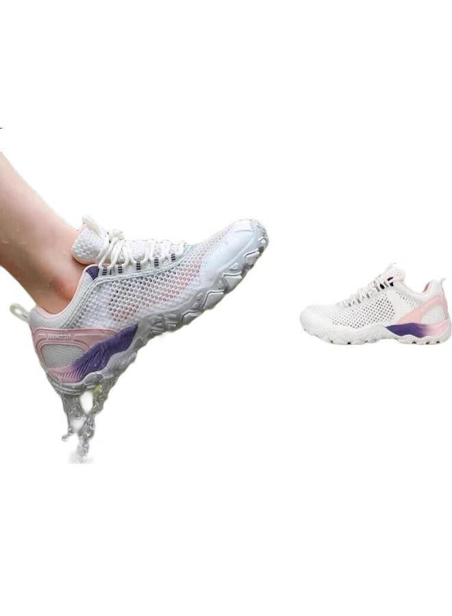HUMTTO Women'S Summer Outdoor Wading Shoes Breathable Mesh Casual Hiking Shoes Water Shoes Ivory White/Light Pink Size 39 - Image 3