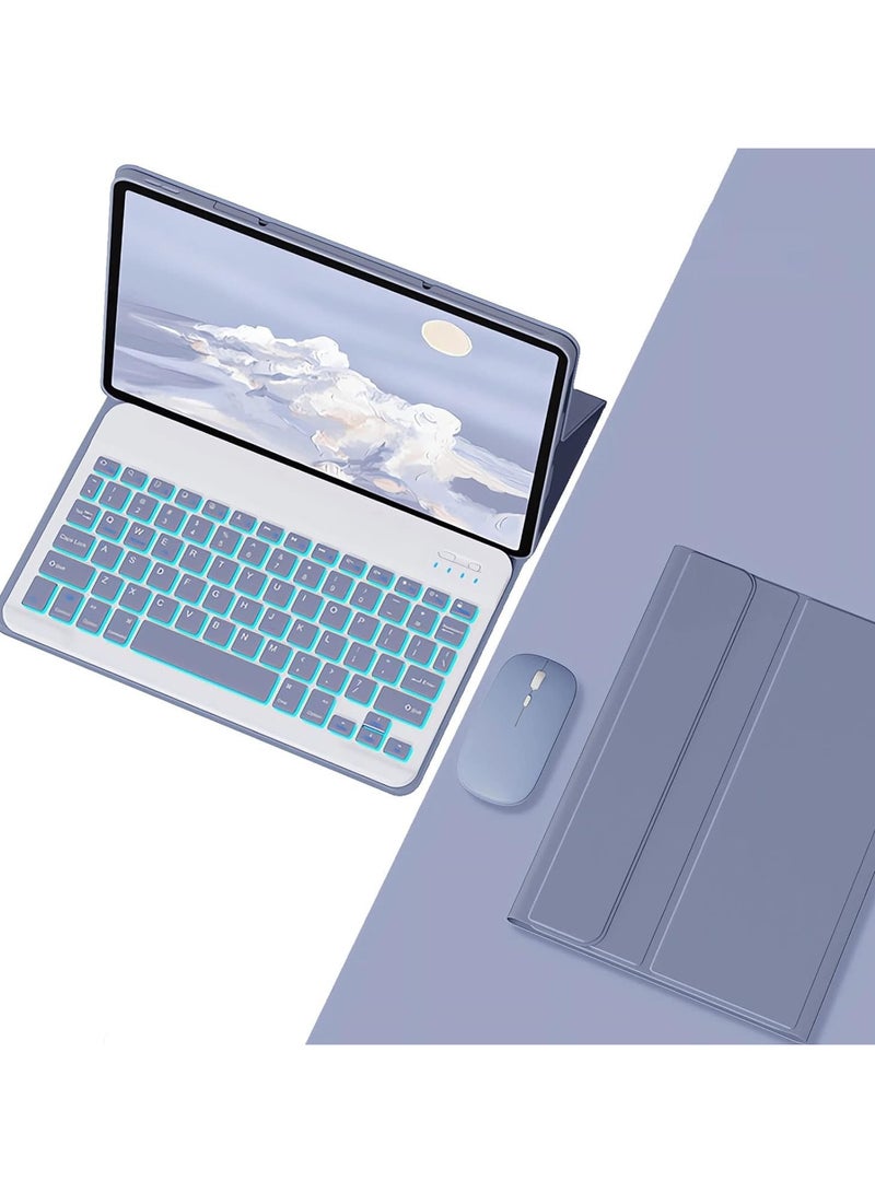 Arabic and English Keyboard Case with Mouse for Xiaomi Pad 6 / Pad 6 Pro 11 Inch 2023 Release, Detachable 7 Color Backlit Bluetooth Keyboard, Protection Soft Cover, Flip Stand