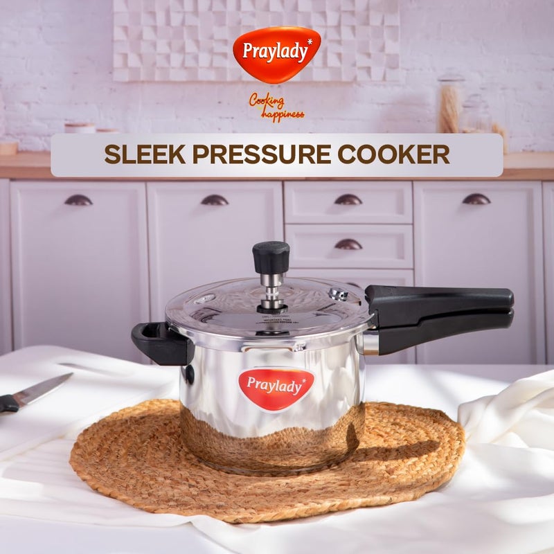 Praylady Sleek Pressure Cooker Dual Dafety Valve Full Capacity Triply Basesandwhich Bottom 3 Liter - Image 5