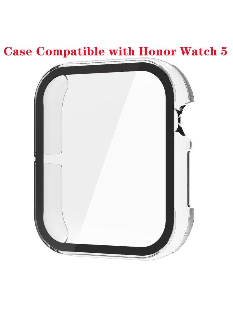 Compatible with Honor Watch 5 Case Full Cover Tempered Glass Film Screen Protector Hard PC Shell Frame Bumper For Watch 5 Accessories (Clear)  - Image 1