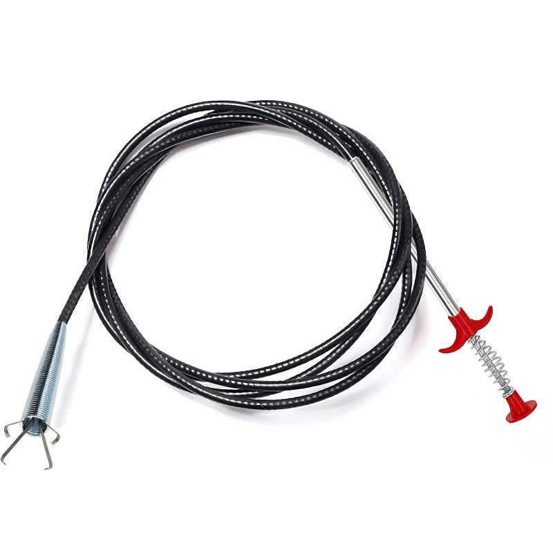 Domejo Drain Snake, Drain Clog Remover - Gutter Cleaning Tools Drain Cleaner for Toilet Sewer Shower Kitchen Bathroom Tub Clogged Drains Opener Cleaning Tool, Flexible Grabber Claw Pick Up Reacher (79 inch) - Image 1