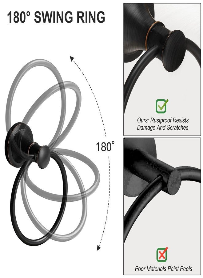 BESy Oil Rubbed Bronze Bathroom Hand Towel Ring Towel Holder, Rustproof Wall Mounted Bathroom Hardware Accessory SUS 304 Stainless Steel Towel Rack - Image 4