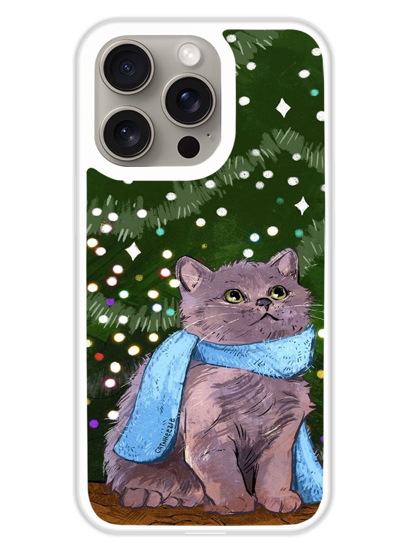 Theodor Protective Case Cover For APPLE IPHONE 15 Pro Cute Cat (White Bumper) - Image 1