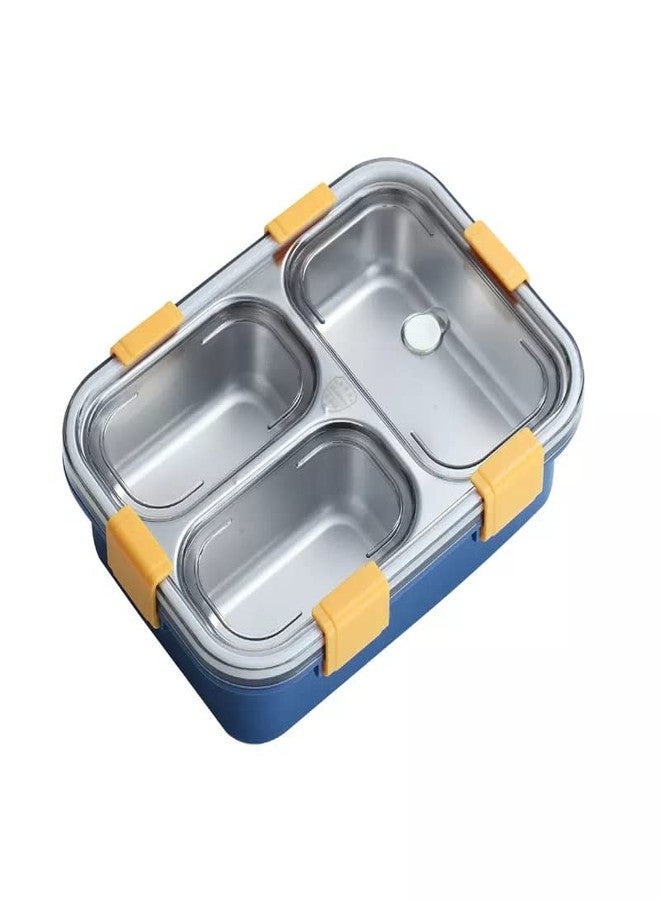 Luxula 304 Stainless Steel Food Grades 3 Compartment Lunch Boxes School Office Food Containers Tiffin Boxes with Spoon for Adults and Kids (Multicolor - 1 PCS) - Image 1