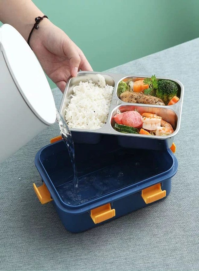 Luxula 304 Stainless Steel Food Grades 3 Compartment Lunch Boxes School Office Food Containers Tiffin Boxes with Spoon for Adults and Kids (Multicolor - 1 PCS) - Image 4
