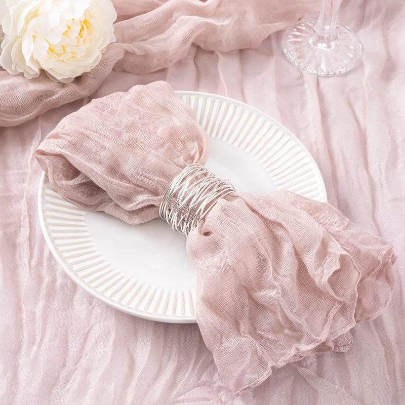 DeZerlor 20 Pack Pink Cheesecloth Napkins Washable Spring Mothers Day Cloth Napkins Set of 20 Pale Pink Cotton Gauze Dinner Napkins Bulk 21x21 Inches for Wedding Bridal Girl Baby Shower Sweet 16 Party - Image 1