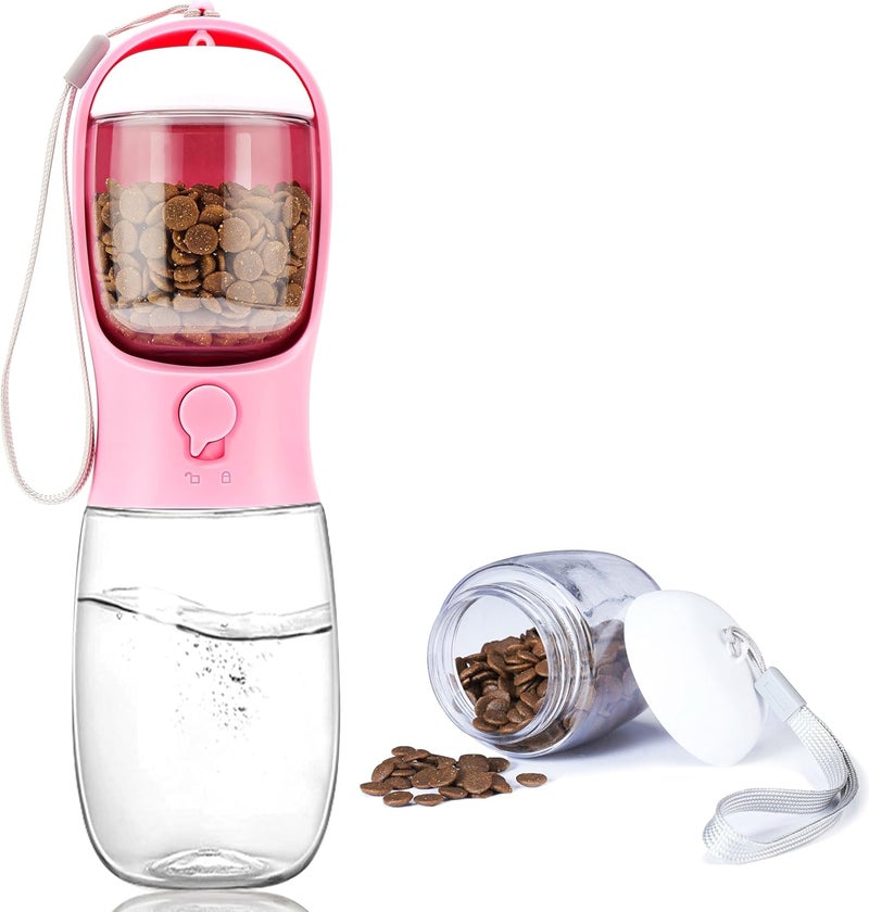 AVELORA Portable Dog Water Bottle with Food Container,15oz Leak-Proof Pet Water Dispenser for Dogs, Cats, Puppies,Built-in Activated Carbon Filter for Travel,Hiking, Walking,and Outdoor Activities - Image 1