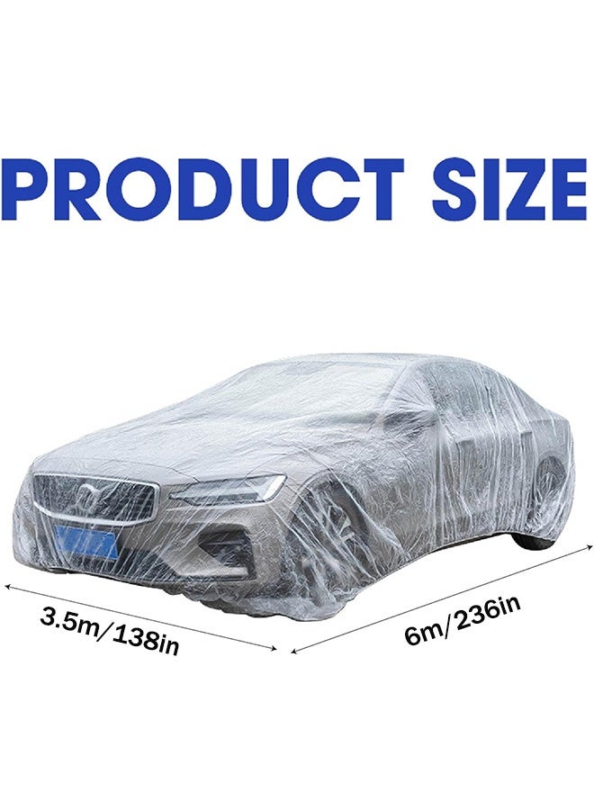 Disposable Car Cover Clear Plastic Car Cover Outdoor Universal Rain Dust Garage Cover with Elastic Band(M) - Image 2