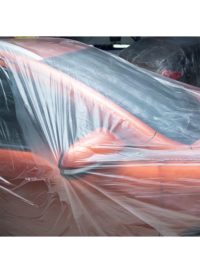Disposable Car Cover Clear Plastic Car Cover Outdoor Universal Rain Dust Garage Cover with Elastic Band(M) - Image 5
