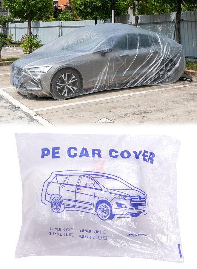 Disposable Car Cover Clear Plastic Car Cover Outdoor Universal Rain Dust Garage Cover with Elastic Band(M) - Image 1