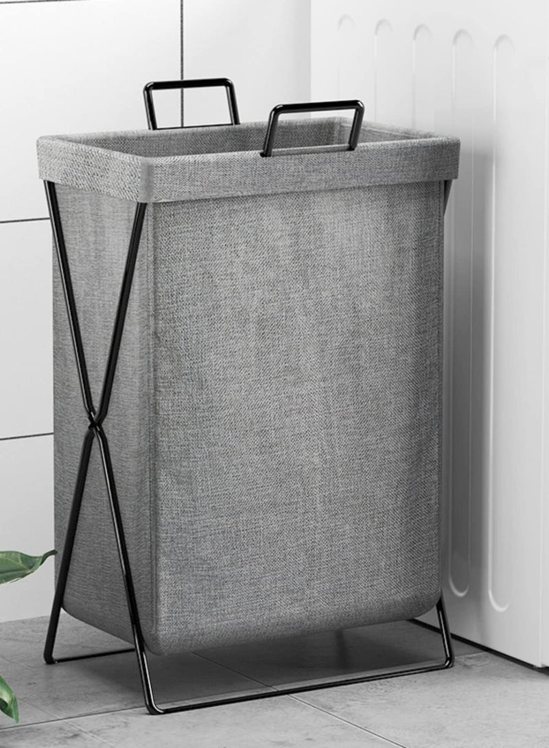 Raxoom Foldable Laundry Basket with Stainless Steel Frame, 50L Collapsible Waterproof Laundry Basket, Laundry Hamper Bag Washing Bin Clothes Bag Organizer Storage Basket Hamper for Clothes Toys (Dark Grey) - Image 1