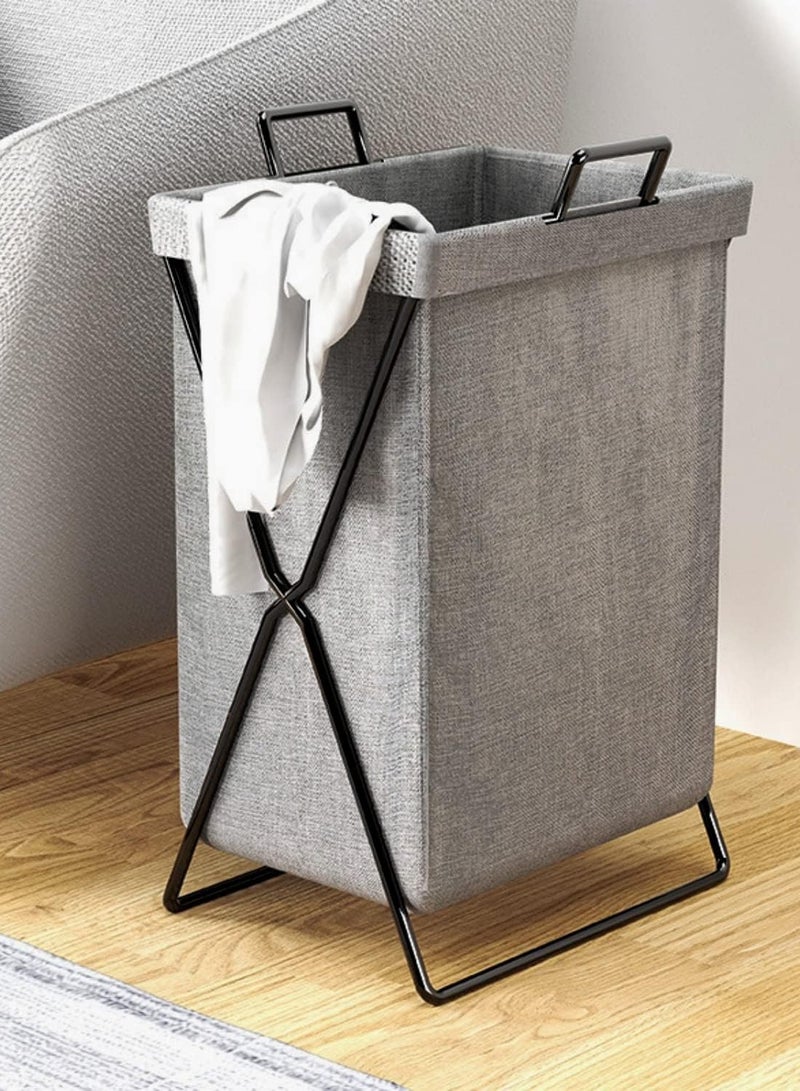 Raxoom Foldable Laundry Basket with Stainless Steel Frame, 50L Collapsible Waterproof Laundry Basket, Laundry Hamper Bag Washing Bin Clothes Bag Organizer Storage Basket Hamper for Clothes Toys (Dark Grey) - Image 5