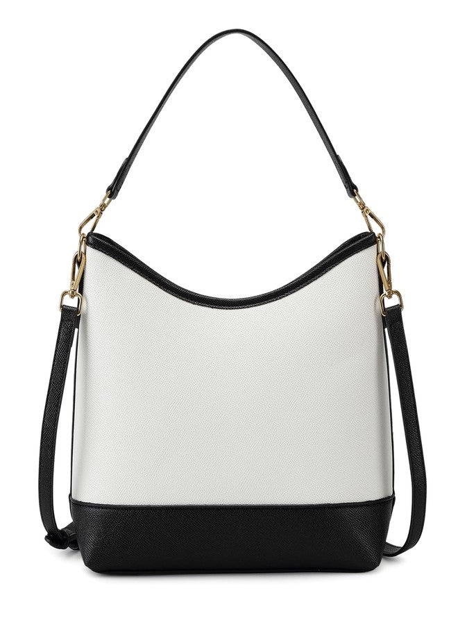 CYHTWSDJ Large Capacity Hobo Bag for Women,Tote Crossbody Purse Handbag with Zipper Pockets for Work Travel Gym Commute, Gift Idea, White & Black - Image 1