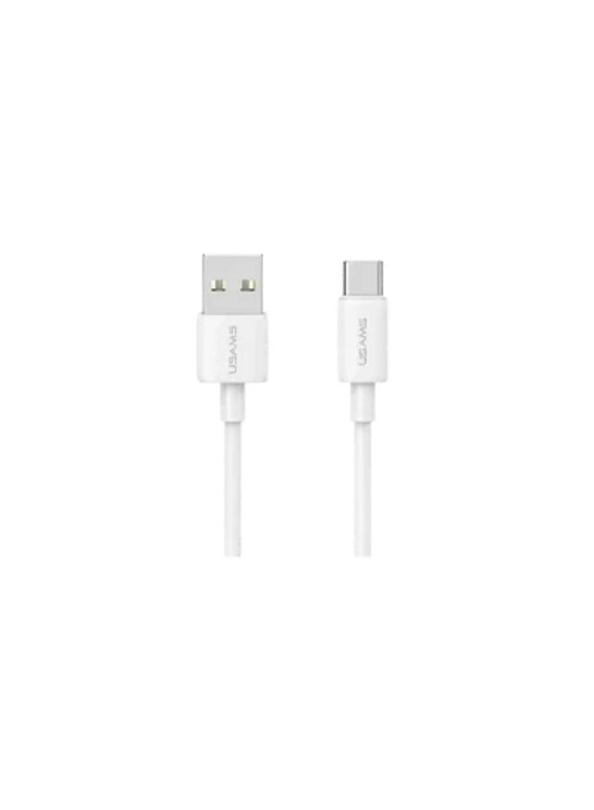 كيبل شحن ونقل بيانات سريع من Usams USB-A إلى Type-C بطول 1 متر، أبيض