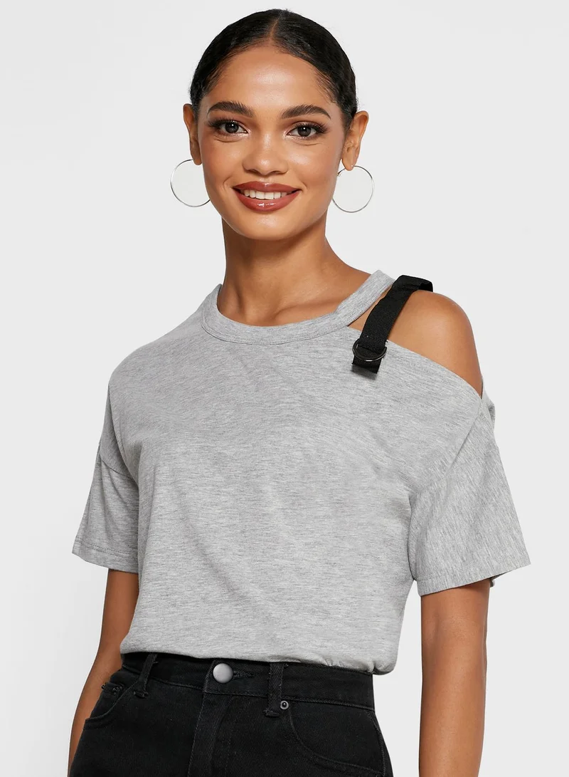Ginger Contrast Detail One Shoulder T-Shirt