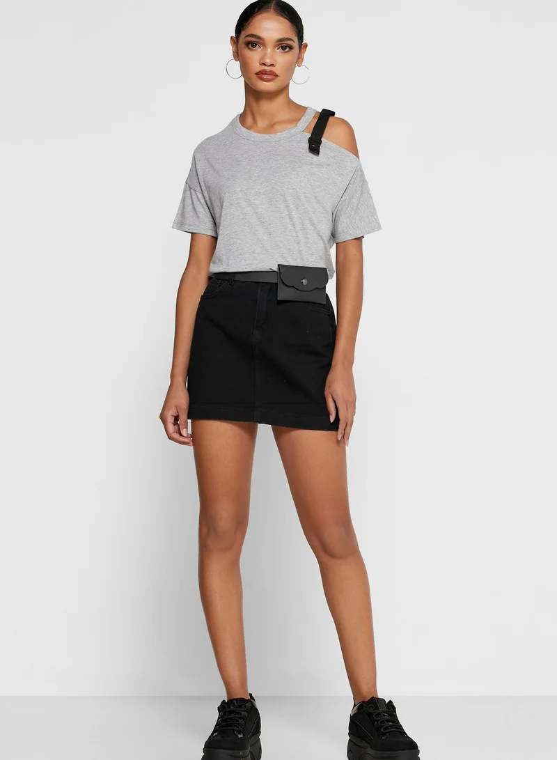 Ginger Contrast Detail One Shoulder T-Shirt