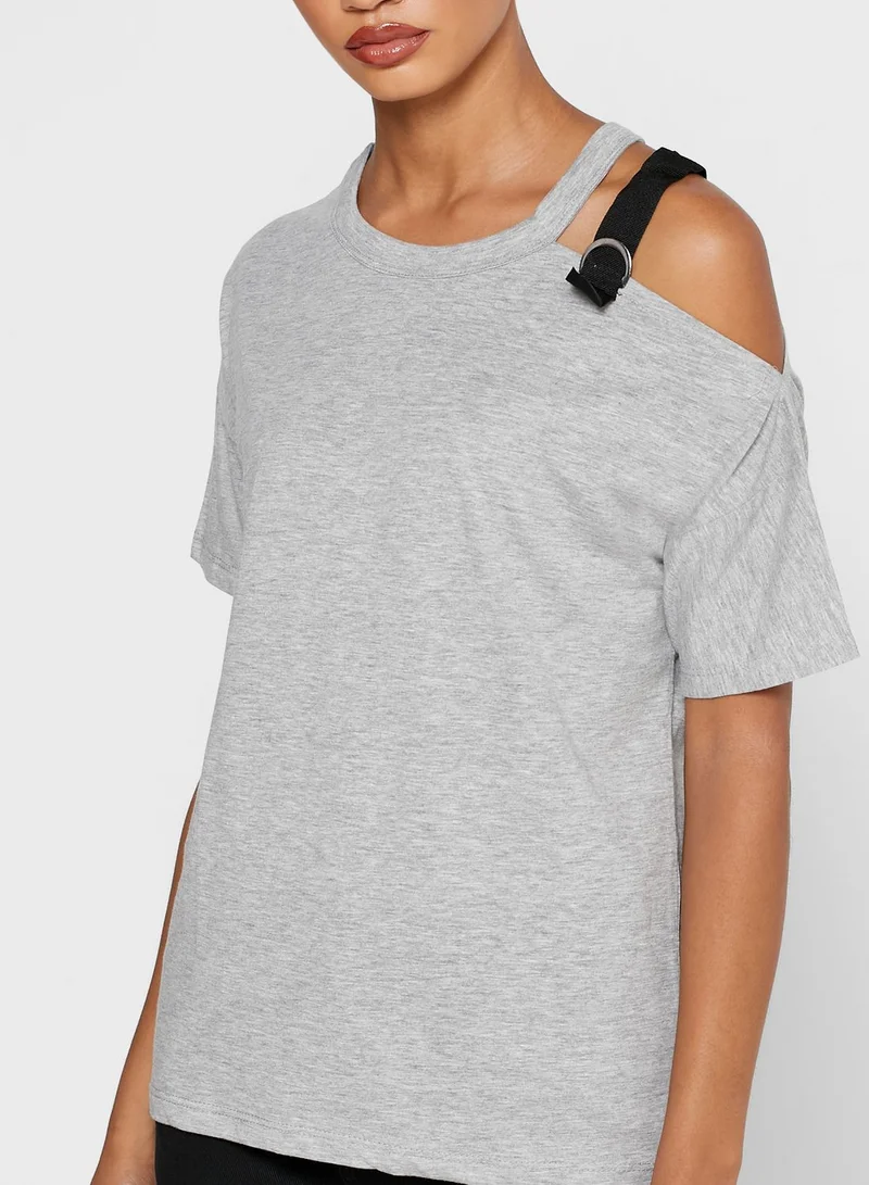 Ginger Contrast Detail One Shoulder T-Shirt