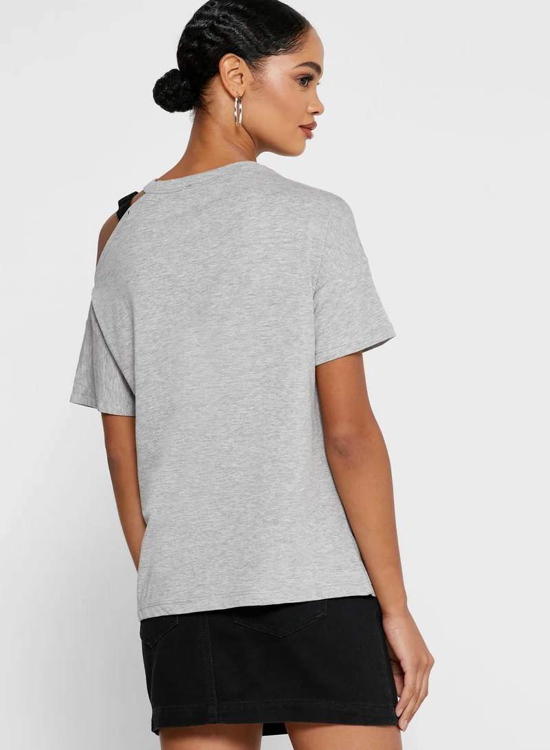 Ginger Contrast Detail One Shoulder T-Shirt