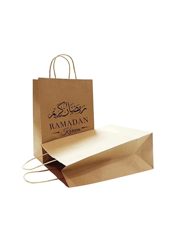 PRINTSHOP4ME A4 Kraft Reusable and Eco Friendly Ramadan Kareem Printed Design Brown Paper Bags with Handles Design 5 - Image 2