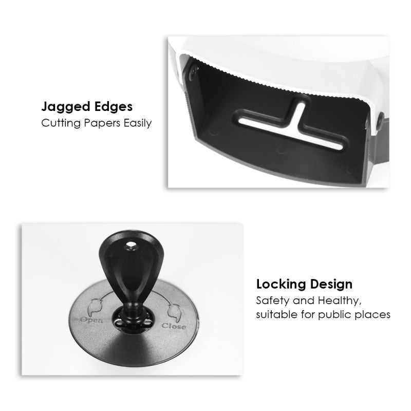 CHUANGDIAN Wall-mounted Tissue Dispenser: White Durable High-Impact ABS Plastic Case - Window For Paper Level Monitoring Locking Design With Key For Home Office Public Places - Image 3
