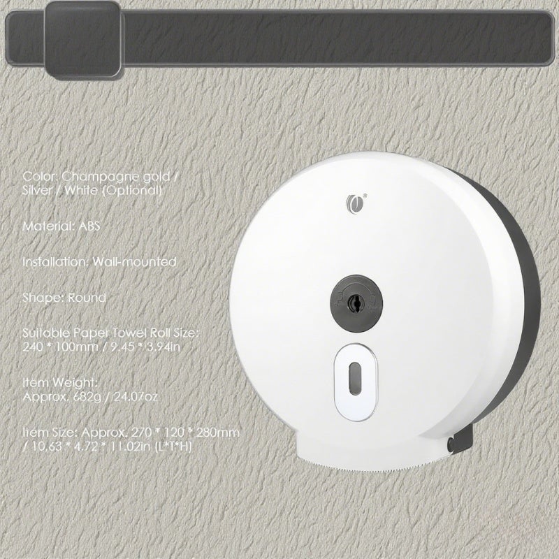 CHUANGDIAN Wall-mounted Tissue Dispenser: White Durable High-Impact ABS Plastic Case - Window For Paper Level Monitoring Locking Design With Key For Home Office Public Places - Image 5