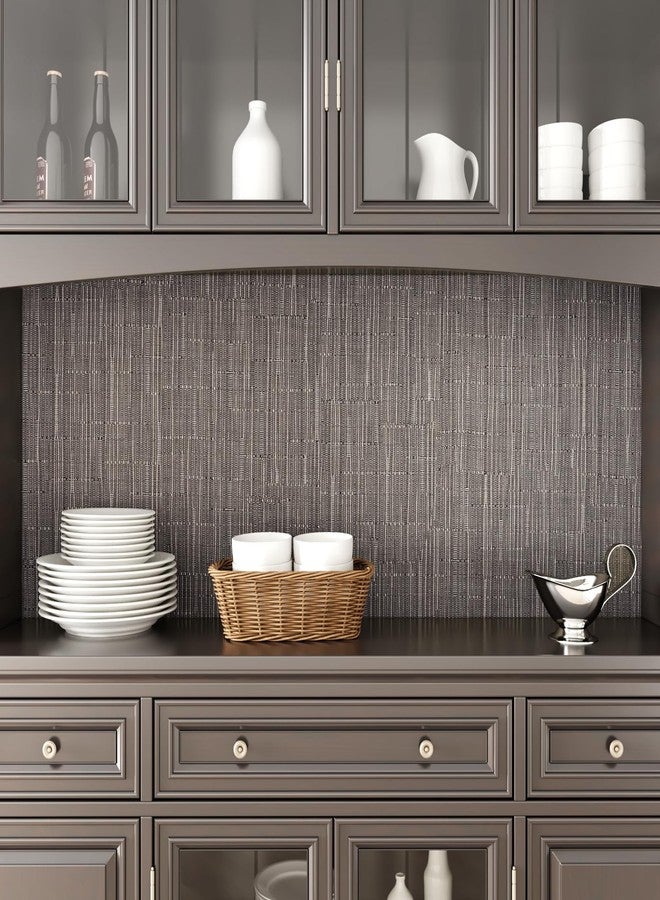 CRE8TIVE Taupe Brown Grasscloth Peel and Stick Wallpaper 12"x80" Faux Woven Grass Cloth Wallpaper Removable Self Adhesive Brown Contact Paper Linen Weave Wall Paper for Bedroom Living Room Furniture - Image 3