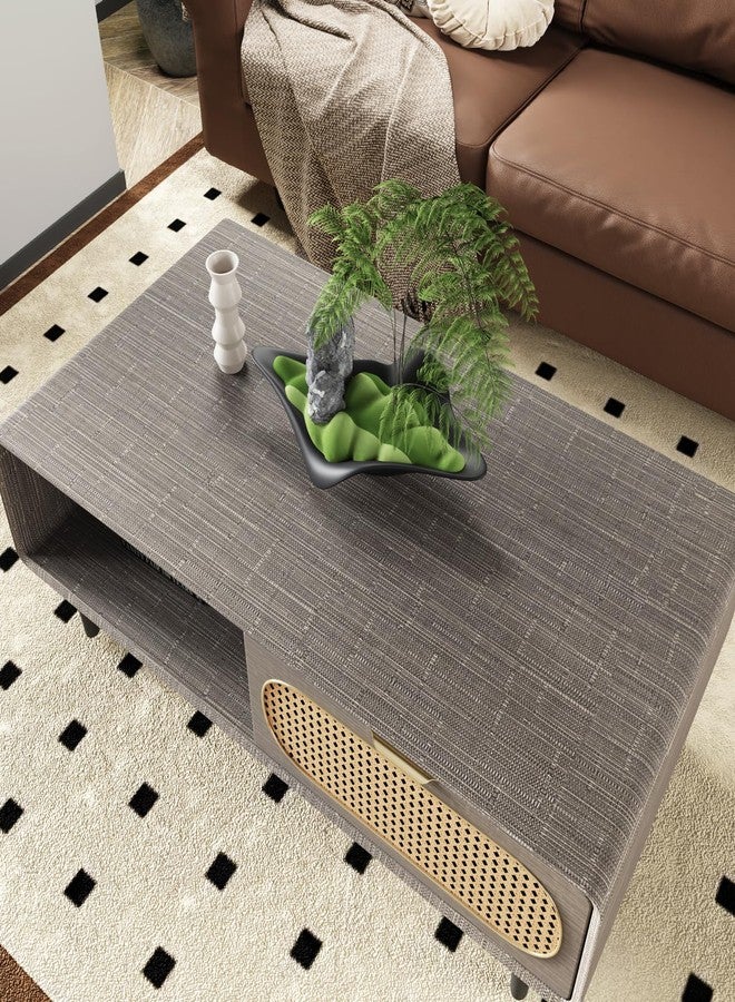 CRE8TIVE Taupe Brown Grasscloth Peel and Stick Wallpaper 12"x80" Faux Woven Grass Cloth Wallpaper Removable Self Adhesive Brown Contact Paper Linen Weave Wall Paper for Bedroom Living Room Furniture - Image 4