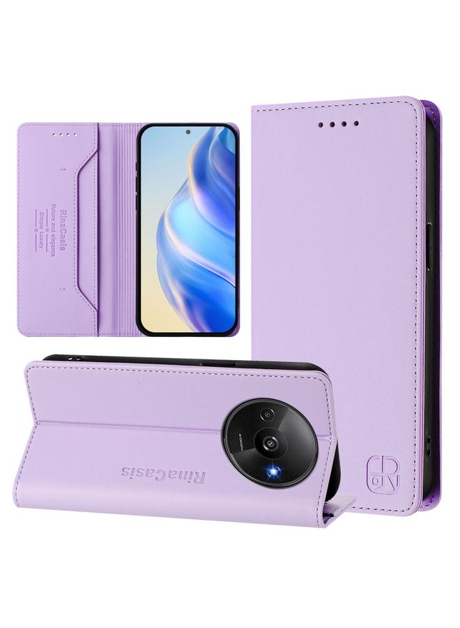 The Bros Case For Redmi A3 / Xiaomi Poco C61 4G Global RC01 Dual-Folded Magnetic Suction RFID Leather Phone Case