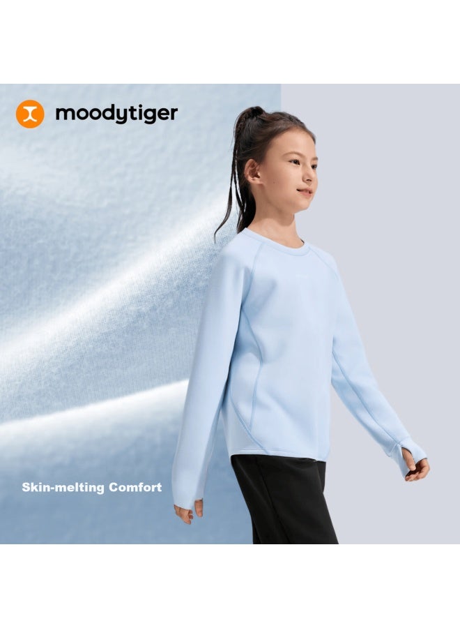 Moodytiger Girls' Sweatshirt Soft Skin-friendly Winter New Children's Top Crew Neck Comfortable Structured Air Layer Sportswear - Image 1