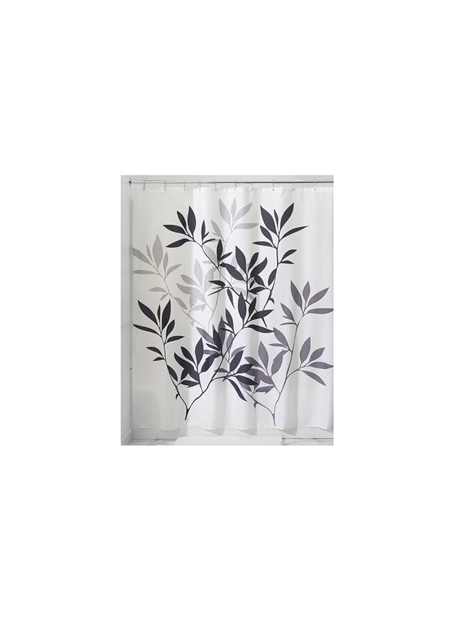 InterDesign Leaves Fabric Shower Curtain Modern Mildew Resistant Bath Curtain For Master Bathroom Kid'S Bathroom Guest Bathroom 72 X 72 Inches Black And Gray