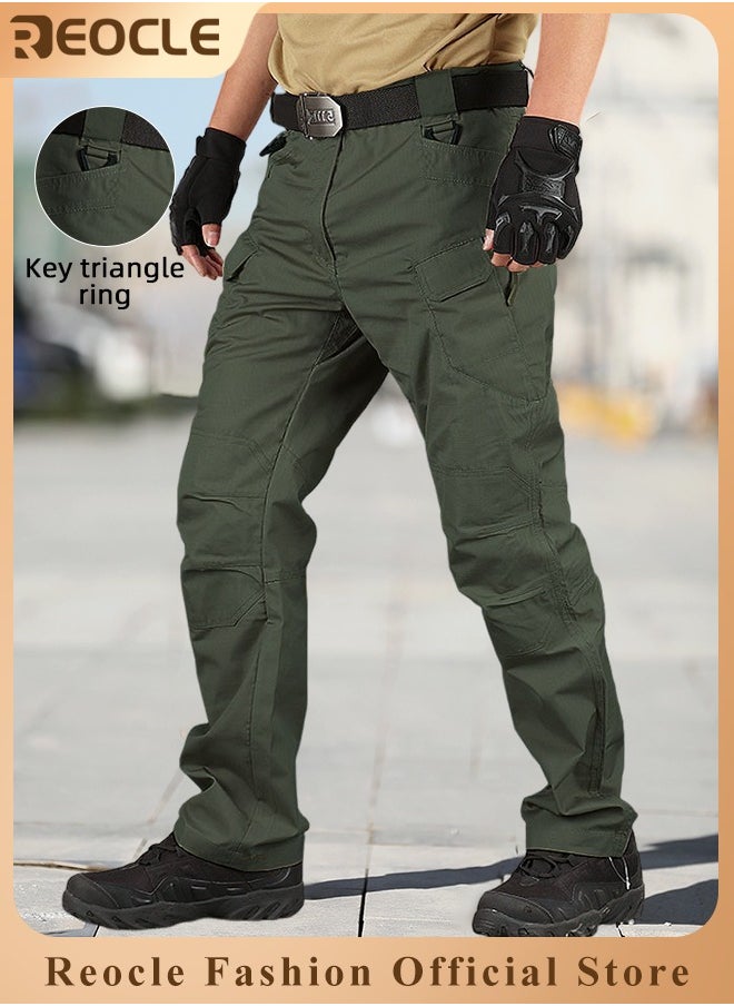 REOCLE Men's Tactical Pants Lightweight Performance Pants with Multi Cargo Pockets Anti-rip Waterproof Military Combat Cargo Work Hiking Pants  - Image 1
