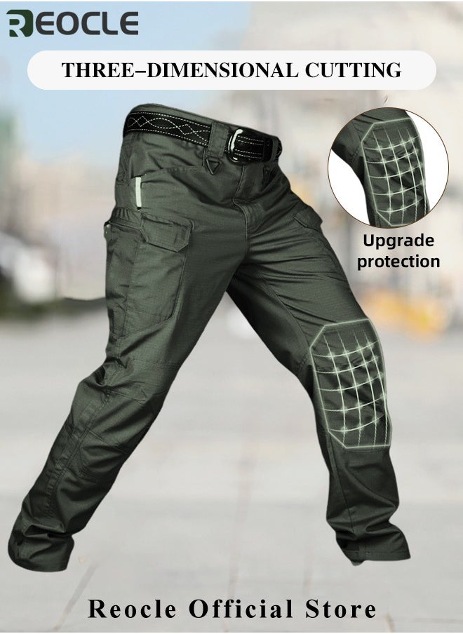 REOCLE Men's Tactical Pants Lightweight Performance Pants with Multi Cargo Pockets Anti-rip Waterproof Military Combat Cargo Work Hiking Pants  - Image 3