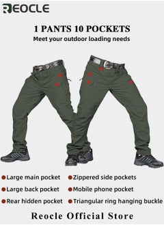 REOCLE Men's Tactical Pants Lightweight Performance Pants with Multi Cargo Pockets Anti-rip Waterproof Military Combat Cargo Work Hiking Pants  - Image 4
