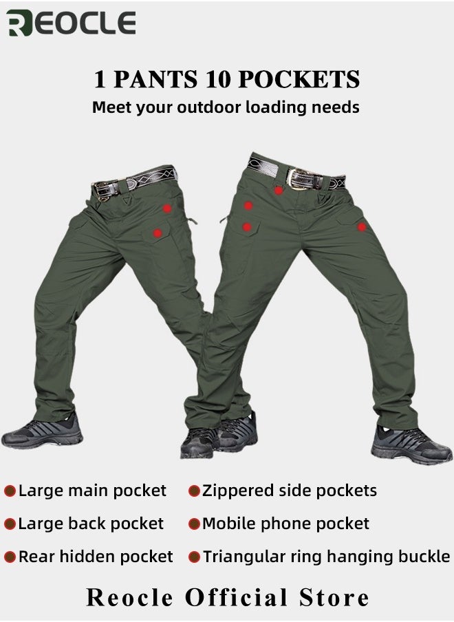 REOCLE Men's Tactical Pants Lightweight Performance Pants with Multi Cargo Pockets Anti-rip Waterproof Military Combat Cargo Work Hiking Pants  - Image 4