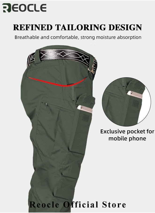 REOCLE Men's Tactical Pants Lightweight Performance Pants with Multi Cargo Pockets Anti-rip Waterproof Military Combat Cargo Work Hiking Pants  - Image 5