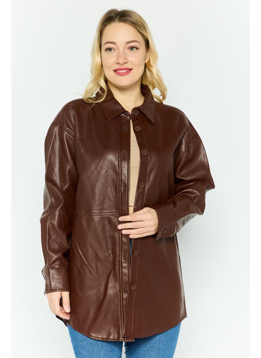 Black Tape - Women Sold jacket Shirt, Brown - Image 1