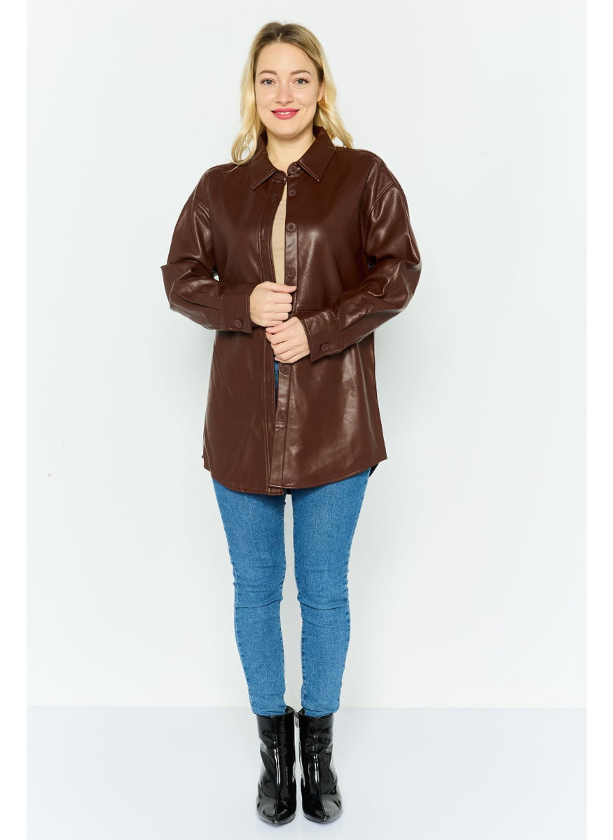 Black Tape - Women Sold jacket Shirt, Brown - Image 1