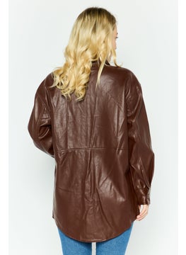 Black Tape Women Sold jacket Shirt, Brown  - Image 3